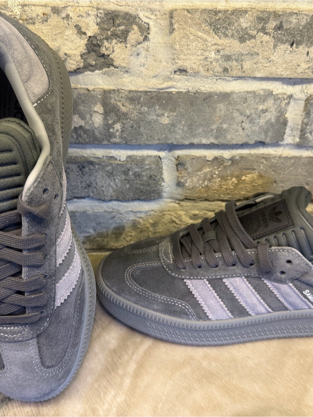 adidas Men's Suede Sneakers in Dark Gray with Light Gray Stripes